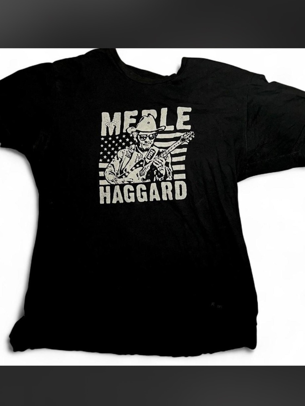 Vintage Merle Haggard Soffe Black T-shirt Size Large